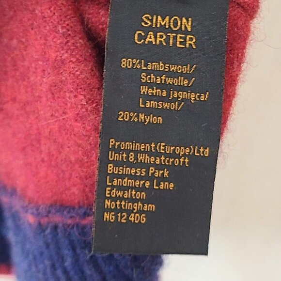 Simon Carter Men's Sweater Red Medium Wool Nylon Cable Knit London - Picture 6 of 10